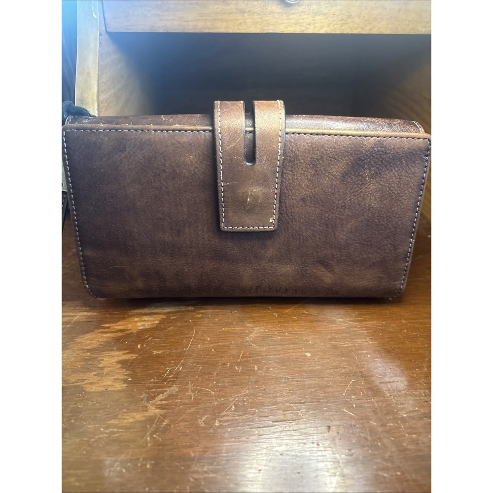 LETEULO Brown Leather Clutch Wallet